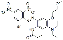 CAS 登录号：71889-11-7， N-[2-[(2-溴-4,6-二硝基苯基)偶氮]-5-(二乙基氨基)-4-(2-甲氧基乙氧基)苯基]丙酰胺