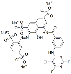 CAS#: 72139-13-0, Tetrasodium (3Z)-5-[[3-[(5-Chloro-2,6-Difluoropyrimidin-4-Yl)Amino]Benzoyl]Amino]-3-[(2,5-Disulfonatophenyl)Hydrazinylidene]-4-Oxonaphthalene-2,7-Disulfonate