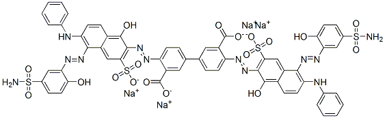 CAS#: 72139-19-6, Tetrasodium 4,4'-bis((5-((5-(aminosulphonyl)-2-hydroxyphenyl)azo)-1-hydroxy-6-(phenylamino)-3-sulphonato-2-naphthyl)azo)(1,1'-biphenyl)-3,3'-dicarboxylate