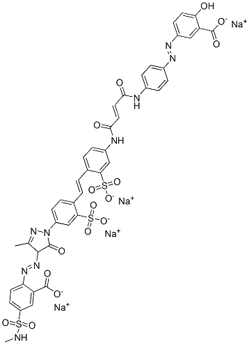 CAS#: 72139-20-9, Tetrasodium 2-[[1-[4-[(E)-2-[4-[[(E)-4-[[4-[(2Z)-2-(3-Carboxylato-4-Oxo-1-Cyclohexa-2,5-Dienylidene)Hydrazinyl]Phenyl]Amino]-4-Oxobut-2-Enoyl]Amino]-2-Sulfonatophenyl]Ethenyl]-3-Sulfonatophenyl]-3-Methyl-5-Oxo-4H-Pyrazol-4-Yl]Diazenyl]-5-(Methylsulfamoyl)Benzoate