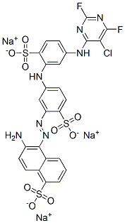 CAS#: 72152-51-3, Trisodium 6-Amino-5-[5-[[5-[(5-Chloro-2,6-Difluoropyrimidin-4-Yl)Amino]-2-Sulfonatophenyl]Amino]-2-Sulfonatophenyl]Diazenylnaphthalene-1-Sulfonate