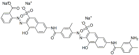 CAS#: 72152-52-4, Trisodium 2-[(2Z)-2-[6-[[4-[(2Z)-2-[6-[(3-Amino-4-Methylbenzoyl)Amino]-1-Oxo-3-Sulfonatonaphthalen-2-Ylidene]Hydrazinyl]-3-Methylbenzoyl]Amino]-1-Oxo-3-Sulfonatonaphthalen-2-Ylidene]Hydrazinyl]Benzoate