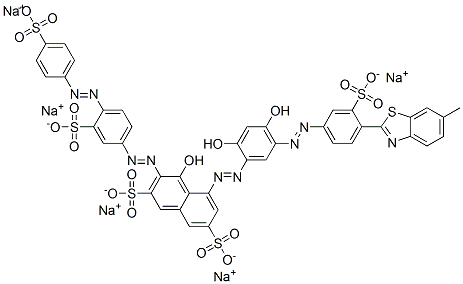 CAS#: 72152-65-9, Pentasodium (3Z)-5-[[(3Z)-6-Hydroxy-3-[[4-(6-Methyl-1,3-Benzothiazol-2-Yl)-3-Sulfonatophenyl]Hydrazinylidene]-4-Oxo-1-Cyclohexa-1,5-Dienyl]Diazenyl]-4-Oxo-3-[[3-Sulfonato-4-(4-Sulfonatophenyl)Diazenylphenyl]Hydrazinylidene]Naphthalene-2,7-Disulfonate