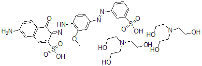 CAS#: 72208-31-2, 7-Amino-4-Hydroxy-3-[[2-Methoxy-4-[(3-Sulfophenyl)Azo]Phenyl]Azo]-2-Naphthalenesulfonic Acid, Compd. With 2,2',2''-Nitriloethanol(1:2)
