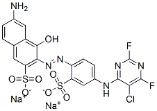 CAS#: 72379-43-2, Disodium (3E)-6-Amino-3-[[4-[(5-Chloro-2,6-Difluoropyrimidin-4-Yl)Amino]-2-Sulfonatophenyl]Hydrazinylidene]-4-Oxonaphthalene-2-Sulfonate