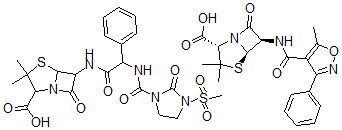 CAS 登录号：72539-76-5， (2S,5R,6R)-3,3-二甲基-6-[(5-甲基-3-苯基1,2-恶唑-4-羰基)氨基]-7-氧代-4-硫杂-1-氮杂双环[3.2.0]庚烷-2-羧酸;3,3-二甲基-6-[[2-[(3-甲基磺酰基-2-氧代咪唑烷-1-羰基)氨基]-2-苯基乙酰基]氨基]-7-氧代-4-硫杂-1-氮杂双环[3.2.0]庚烷-2-羧酸