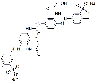 CAS 登录号：72828-84-3， 5-[2-[(2-羟基乙酰基)氨基]-4-[[3-[(2-羟基乙酰基)氨基]-4-(4-甲基-3-磺酸苯基)偶氮苯基]氨基甲酰氨基]苯基]偶氮-2-甲基苯磺酸二钠