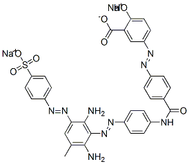 CAS 登录号：72829-12-0， 二钠(3Z)-3-[[4-[[4-[2,6-二氨基-3-甲基-5-(4-磺酸苯基)偶氮苯基]偶氮苯基]氨基甲酰]苯基]亚肼基]-6-氧代环己-1,4-二烯-1-羧酸盐