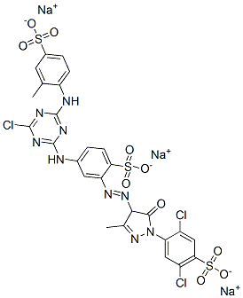 CAS#: 72829-26-6, Trisodium 2,5-Dichloro-4-[4-[5-[[4-Chloro-6-[(2-Methyl-4-Sulfonatophenyl)Amino]-1,3,5-Triazin-2-Yl]Amino]-2-Sulfonatophenyl]Diazenyl-3-Methyl-5-Oxo-4H-Pyrazol-1-Yl]Benzenesulfonate