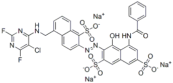 CAS#: 72894-29-2, 5-(Benzoylamino)-3-[[5-[[(5-Chloro-2,6-Difluoro-4-Pyrimidinyl)Amino]Methyl]-1-Sulfo-2-Naphthalenyl]Azo]-4-Hydroxy-2,7-Naphthalenedisulfonic Acid Trisodium Salt