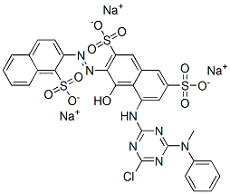 CAS#: 73297-02-6, Trisodium (3Z)-5-[[4-Chloro-6-(Methyl-Phenylamino)-1,3,5-Triazin-2-Yl]Amino]-4-Oxo-3-[(1-Sulfonatonaphthalen-2-Yl)Hydrazinylidene]Naphthalene-2,7-Disulfonate