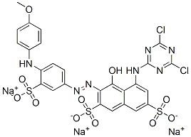 CAS 登录号：73398-42-2， 5-[(4,6-二氯-1,3,5-三嗪-2-基)氨基]-4-羟基-3-[[4-[(4-甲氧基苯基)氨基]-3-磺酸基苯基]偶氮]萘-2,7-二磺酸三钠