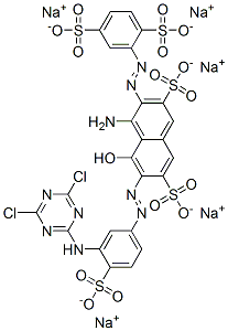 CAS 登录号：73398-43-3， 4-氨基-6-[[3-[(4,6-二氯-1,3,5-三嗪-2-基)氨基]-4-磺酸基苯基]偶氮]-3-[(2,5-二磺酸基苯基)偶氮]-5-羟基萘-2,7-二磺酸五钠