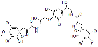 CAS 登录号：73622-22-7， (6R)-7,9-二溴-N-[3-[2,6-二溴-4-[2-[[(6R)-7,9-二溴-6-羟基-8-甲氧基1-氧杂-2-氮杂螺[4.5]癸-2,7,9-三烯-3-羰基]氨基]-1-羟基乙基]苯氧基]-2-羟基丙基]-6-羟基-8-甲氧基-1-氧杂-2-氮杂螺[4.5]癸-2,7,9-三烯-3-甲酰胺