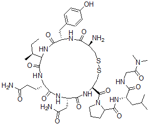 CAS#: 73631-36-4, 1-[(4R,7S,10S,16S,19R)-19-Amino-7-(2-Amino-2-Oxoethyl)-10-(3-Amino-3-Oxopropyl)-13-[(2S)-Butan-2-Yl]-16-[(4-Hydroxyphenyl)Methyl]-6,9,12,15,18-Pentaoxo1,2-Dithia-5,8,11,14,17-Pentazacycloicosane-4-Carbonyl]-N-[(2S)-1-[(2-Dimethylamino-2-Oxoethyl)Amino]-4-Methyl-1-Oxopentan-2-Yl]Pyrrolidine-2-Carboxamide