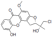 CAS#: 74046-00-7, 2-(2-Chloro-1-Hydroxy-1-Methylethyl)-1,2-Dihydro-10-Hydroxy-5-Methoxy-6H-Furo(2,3-c)Xanthen-6-One