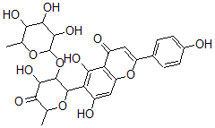 CAS#: 74158-04-6, 5,7-Dihydroxy-6-[4-Hydroxy-6-Methyl-5-Oxo-3-(3,4,5-Trihydroxy-6-Methyloxan-2-Yl)Oxyoxan-2-Yl]-2-(4-Hydroxyphenyl)Chromen-4-One