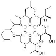 CAS 登录号:74504-50-0, 12-丁烷-2-基-19-丁基-6-(1-羟基乙基)-9-(羟基甲基)-16,18-二甲基-15-(2-甲基丙基)-1-氧杂-4,7,10,13,16-五氮杂环十九烷-2,5,8,11,14,17-六酮