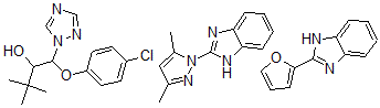 CAS#: 74725-94-3, beta-(4-chlorophenoxy)-alpha-(1,1-dimethylethyl)-1H-1,2,4-Triazole-1-ethanol mixt. with 2-(3,5-dimethyl-1H-pyrazol-1-yl)-1H-benzimidazole and 2-(2-furanyl)-1H-benzimidazole