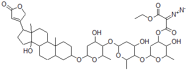 CAS#: 74753-41-6, (Z)-2-Diazonio-1-Ethoxy-3-[3-Hydroxy-6-[4-Hydroxy-6-[4-Hydroxy-6-[[14-Hydroxy-10,13-Dimethyl-17-(5-Oxo-2H-Furan-3-Yl)-1,2,3,4,5,6,7,8,9,11,12,15,16,17-Tetradecahydrocyclopenta[a]Phenanthren-3-Yl]Oxy]-2-Methyloxan-3-Yl]Oxy-2-Methyloxan-3-Yl]Oxy-2-Methyloxan-4-Yl]Oxy-3-Oxoprop-1-En-1-Olate