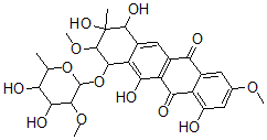 CAS#: 75086-96-3, 7-(4,5-Dihydroxy-3-Methoxy-6-Methyloxan-2-Yl)Oxy-4,6,9,10-Tetrahydroxy-2,8-Dimethoxy-9-Methyl-8,10-Dihydro-7H-Tetracene-5,12-Dione