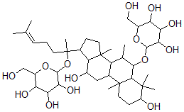 CAS#: 75139-45-6, 2-[[3,12-Dihydroxy-4,4,7,10,14-Pentamethyl-17-[6-Methyl-2-[3,4,5-Trihydroxy-6-(Hydroxymethyl)Oxan-2-Yl]Oxyhept-5-En-2-Yl]-1,2,3,5,6,7,8,9,11,12,13,15,16,17-Tetradecahydrocyclopenta[a]Phenanthren-6-Yl]Oxy]-6-(Hydroxymethyl)Oxane-3,4,5-Triol