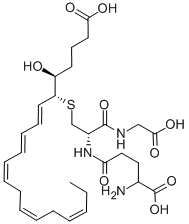 CAS#: 75207-09-9, (5S,7E,9E,11Z,14Z,17Z)-6-[(2R)-2-Amino-3-[[(4S)-4-Amino-5-Hydroxy-5-Oxopentanoyl]-(Carboxymethyl)Amino]-3-Oxopropyl]Sulfanyl-5-Hydroxyicosa-7,9,11,14,17-Pentaenoic Acid
