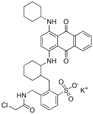 CAS 登录号：75247-19-7， 3-[[(2-氯乙酰基)氨基]甲基]-2-[[2-[[4-(环己基氨基)-9,10-二氧代蒽-1-基]氨基]环己基]甲基]苯磺酸钾