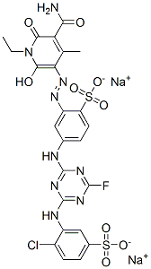 CAS#: 75268-65-4, Disodium 2-[(2Z)-2-(5-Carbamoyl-1-Ethyl-4-Methyl-2,6-Dioxopyridin-3-Ylidene)Hydrazinyl]-4-[[4-[(2-Chloro-5-Sulfonatophenyl)Amino]-6-Fluoro-1,3,5-Triazin-2-Yl]Amino]Benzenesulfonate