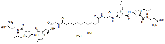 CAS 登录号：75472-88-7， N,N'-二[2-[[5-[[5-[(3-氨基-3-亚氨基丙基)氨基甲酰]-1-丙基吡咯-3-基]氨基甲酰]-1-丙基吡咯-3-基]氨基]-2-氧代乙基]十二烷二酰胺二盐酸盐