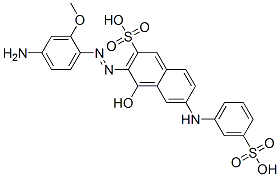 CAS 登录号：75627-19-9， 3-[(4-氨基-2-甲氧基苯基)偶氮]-4-羟基-6-[(3-磺基苯基)氨基]-2-萘磺酸