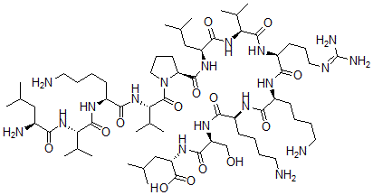 CAS#: 75903-15-0, (2S)-2-[[(2S)-2-[[(2S)-6-Amino-2-[[(2S)-6-Amino-2-[[(2S)-2-[[(2S)-2-[[(2S)-2-[[(2S)-1-[(2S)-2-[[(2S)-6-Amino-2-[[(2S)-2-[[(2S)-2-Amino-4-Methylpentanoyl]Amino]-3-Methylbutanoyl]Amino]Hexanoyl]Amino]-3-Methylbutanoyl]Pyrrolidine-2-Carbonyl]Amino]-4-Methylpentanoyl]Amino]-3-Methylbutanoyl]Amino]-5-(Diaminomethylideneamino)Pentanoyl]Amino]Hexanoyl]Amino]Hexanoyl]Amino]-3-Hydroxypropanoyl]Amino]-4-Methylpentanoic Acid