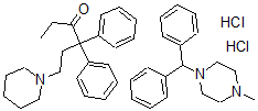 CAS#: 76391-75-8, 1-Benzhydryl-4-Methylpiperazine; 4,4-Diphenyl-6-Piperidin-1-Ylhexan-3-One Dihydrochloride
