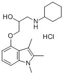 CAS 登录号:76410-33-8, 1-(环己基氨基)-3-(1,2,3-三甲基吲哚-4-基)氧基丙-2-醇盐酸盐
