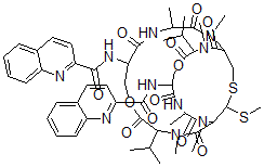 CAS#: 77196-00-0, N-[3,11,13,16,24,26-Hexamethyl-27-Methylsulfanyl-2,5,9,12,15,18,22,25-Octaoxo-4,17-Di(Propan-2-Yl)-8-(Quinoline-2-Carbonylamino)-6,19-Dioxa-28-Thia-3,10,13,16,23,26-Hexazabicyclo[12.12.3]Nonacosan-21-Yl]Quinoline-2-Carboxamide