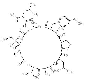 CAS 登录号：77327-04-9， N-[(12R,13S)-13-[(2R)-丁烷-2-基]-12-羟基-20-[(4-甲氧基苯基)甲基]-6,17,21-三甲基-3-(2-甲基丙基)-2,5,7,10,15,19,22-七氧代-8-丙-2-基-9,18-二氧杂-1,4,14,21-四氮杂双环[21.3.0]二十六烷-16-基]-4-甲基-2-甲基氨基戊酰胺
