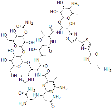 CAS#: 77368-73-1, [2-[2-[2-[[6-Amino-2-[3-Amino-1-[(2,3-Diamino-3-Oxopropyl)Amino]-3-Oxopropyl]-5-Methylpyrimidine-4-Carbonyl]Amino]-3-[[5-[[1-[[1-(5-Amino-3,4-Dihydroxy-6-Methyloxan-2-Yl)Oxy-2-[4-[4-(3-Aminopropylcarbamoyl)-1,3-Thiazol-2-Yl]-1,3-Thiazol-2-Yl]-2-Hydroxyethyl]Amino]-3-Hydroxy-1-Oxobutan-2-Yl]Amino]-3-Hydroxy-5-Oxopentan-2-Yl]Amino]-1-(3H-Imidazol-4-Yl)-3-Oxopropoxy]-4,5-Dihydroxy-6-(Hydroxymethyl)Oxan-3-Yl]Oxy-3,5-Dihydroxy-6-(Hydroxymethyl)Oxan-4-Yl] Carbamate