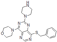 CAS 登录号：77749-49-6， 8-吗啉-4-基-4-(苯基甲硫基)-6-哌嗪-1-基嘧啶并[6,5-e]嘧啶