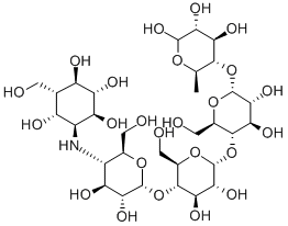 CAS#: 78025-06-6, 4-[5-[5-[3,4-Dihydroxy-6-Methyl-5-[[2,3,4,6-Tetrahydroxy-5-(Hydroxymethyl)Cyclohexyl]Amino]Oxan-2-Yl]Oxy-3,4-Dihydroxy-6-(Hydroxymethyl)Oxan-2-Yl]Oxy-3,4-Dihydroxy-6-(Hydroxymethyl)Oxan-2-Yl]Oxy-2,3,5,6-Tetrahydroxyhexanal