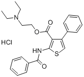 CAS#: 78033-94-0, 2-Diethylaminoethyl 2-Benzamido-4-Phenylthiophene-3-Carboxylate Hydrochloride