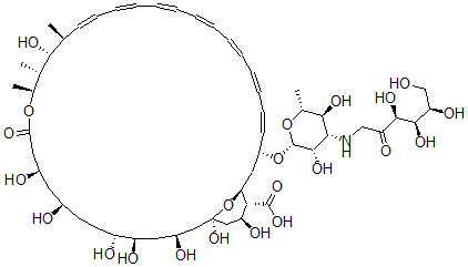 CAS 登录号：78107-92-3， (1S,3R,4E,6E,8E,10E,12E,14E,16Z,18S,19R,20R,21S,25R,27R,30R,31R,33S,35R,37S,38R)-3-[(2R,3S,4S,5S,6R)-3,5-二羟基-6-甲基-4-[[(3S,4R,5R)-3,4,5,6-四羟基-2-氧代己基]氨基]四氢吡喃-2-基]氧基-19,25,27,30,31,33,35,37-八羟基-18,20,21-三甲基-23-氧代-22,39-二氧杂双环[33.3.1]三十九碳-4,6,8,10,12,14,16-七烯-38-羧酸