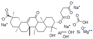 CAS#: 78515-90-9, (3beta,20beta)-3-(3-carboxy-1-oxopropoxy)-11-oxo-Olean-12-en-29-oic acid disodium salt mixt. with aluminum hydroxide, magnesium silicon oxide and sodium hydrogen carbonate