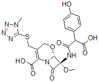CAS#: 79120-38-0, (6R,7R)-7-[[3-Hydroxy-2-(4-Hydroxyphenyl)-3-Oxopropanoyl]Amino]-7-Methoxy-3-[(1-Methyltetrazol-5-Yl)Sulfanylmethyl]-8-Oxo-5-Oxa-1-Azabicyclo[4.2.0]Oct-2-Ene-2-Carboxylic Acid