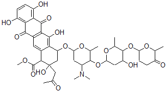 CAS#: 79234-80-3, Methyl 4-[4-Dimethylamino-5-[4-Hydroxy-6-Methyl-5-(6-Methyl-5-Oxooxan-2-Yl)Oxyoxan-2-Yl]Oxy-6-Methyloxan-2-Yl]Oxy-2,5,7,10-Tetrahydroxy-6,11-Dioxo-2-(2-Oxopropyl)-3,4-Dihydro-1H-Tetracene-1-Carboxylate