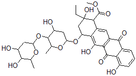 CAS#: 79638-26-9, Methyl 4-[5-(4,5-Dihydroxy-6-Methyloxan-2-Yl)Oxy-4-Hydroxy-6-Methyloxan-2-Yl]Oxy-2-Ethyl-2,5,7-Trihydroxy-6,11-Dioxo-3,4-Dihydro-1H-Tetracene-1-Carboxylate