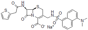 CAS#: 79645-00-4, Sodium (6R,7R)-3-[[(5-Dimethylaminonaphthalen-1-Yl)Sulfonylamino]Methyl]-8-Oxo-7-[(2-Thiophen-2-Ylacetyl)Amino]-5-Thia-1-Azabicyclo[4.2.0]Oct-2-Ene-2-Carboxylate