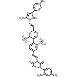 CAS#: 79665-31-9, 4-({1-[(2,4-Dimethylphenyl)amino]-1,3-dioxo-2-butanyl}diazenyl)-4'-{[3-methyl-1-(4-methylphenyl)-5-oxo-4,5-dihydro-1H-pyrazol-4-yl]diazenyl}-2,2'-biphenyldisulfonic acid