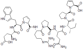 CAS 登录号：79873-93-1， (2S)-1-[(2S)-1-[(2S,3S)-2-[[(2S)-5-氨基-2-[[(2S)-1-[(2S)-2-[[(2S)-1-[(2S)-2-[[(2S)-2-氨基-5-羟基-5-氧代戊酰]氨基]-3-(1H-吲哚-3-基)丙酰]2,5-二氢吡咯-2-羰基]氨基]-5-(二氨基亚甲基氨基)戊酰]吡咯烷-2-羰基]氨基]-5-氧代戊酰]氨基]-3-甲基戊酰基]吡咯烷-2-羰基]-2,5-二氢吡咯-2-羧酸