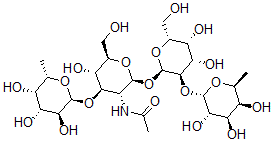 CAS#: 80035-27-4, O-alpha Fucopyranosyl-(1-2)-O-beta-Galactopyranosyl-(1-3)-O-(alpha-Fucopyranosyl)-(1-4)-2-Acetamido-2-Deoxy-Glucopyranose