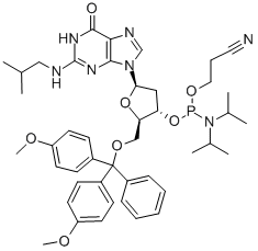 CAS#: 808132-82-3, 5'-O-[Bis(4-Methoxyphenyl)Phenylmethyl]-2'-Deoxy-N-(2-Methylpropyl)-Guanosine 3'-[2-Cyanoethyl Bis(1-Methylethyl)Phosphoramidite]